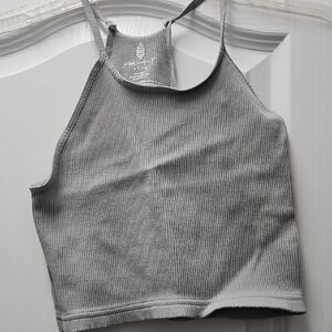 Free People Movement Gray Ribbed Knit Top